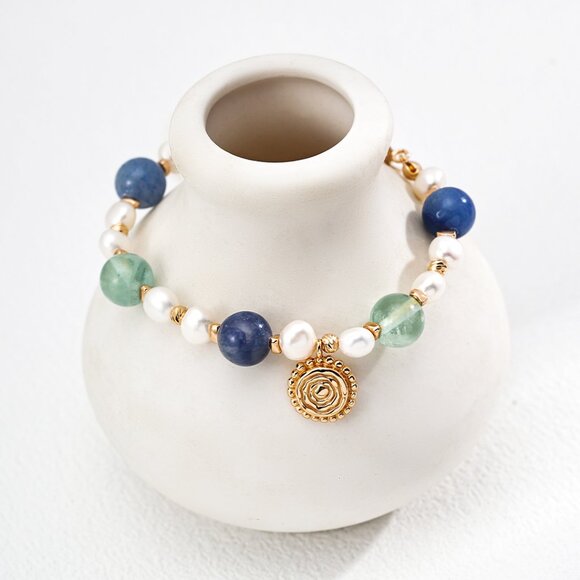 🌸 Natural Pearl & Gemstone Beaded Bracelet | Timeless Handmade Design 🌸 - Picture 3 of 4